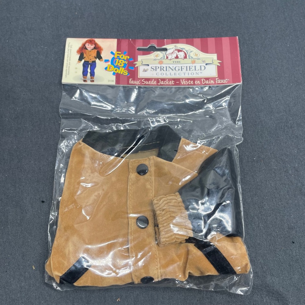 Springfield Collection Doll Jacket Faux Suede Tan Black 18 Inch Doll Clothes